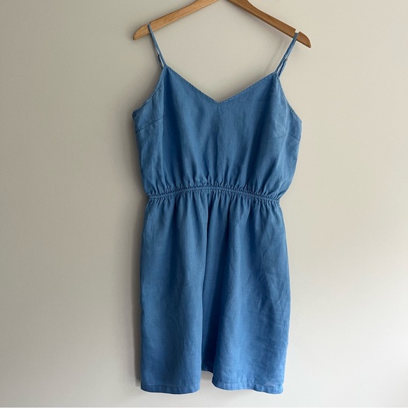 J. Crew Dresses & Skirts - J. Crew Blue Linen Spaghetti Streps Sundress Mini size L